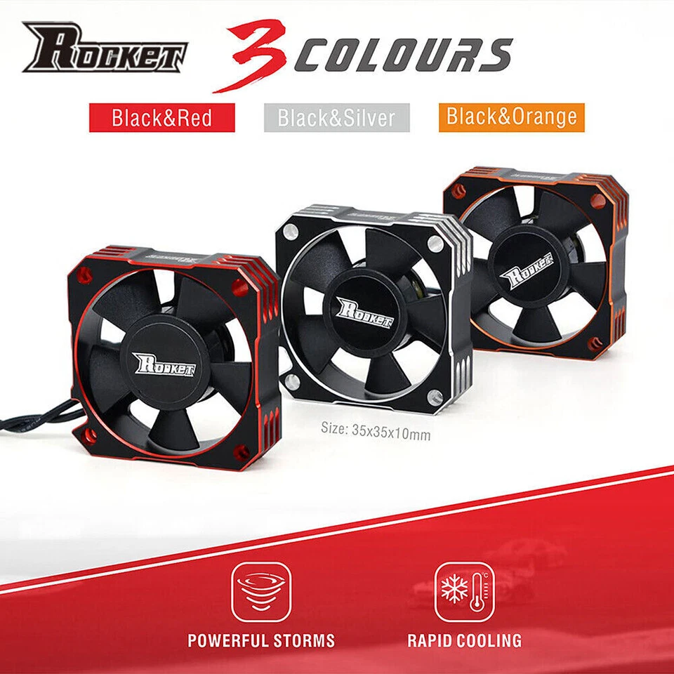 Rocket Metal Cooling Fan 21000RPM 35mm for 1/8 1/10 1/12 RC Car Brushless Motor - Image 3 of 4