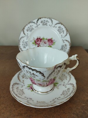 Vintage Dresden, Fine Bone China, Teetasse, Untertasse & Teller Trio