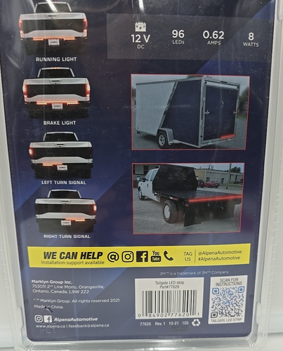 Alpena LED Tailgate Strip with 4-Pin Trailer Plug, 48", Red - Picture 9 of 11