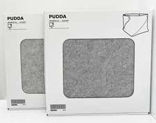 SET of 2 - Ikea PUDDA Storage Box Basket Felt Fabric 11x11x9" Gray Fits Eket NEW