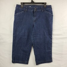 Liz Claiborne Stretch Crop Denim Pants Women's Size 12 Blue Mid Rise Pockets