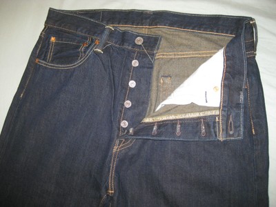 LEVIS 501 BUTTON FLY JEANS DENIM DARK 