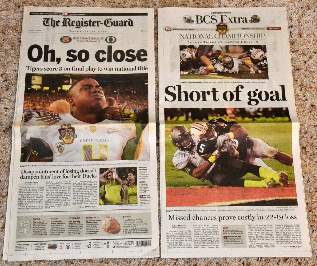 Oregon vs. Auburn: 2011 BCS National Championship Game. Oregon vs. Auburn.  