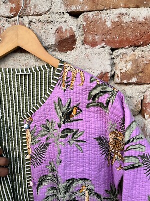 Indian Cotton Purple Giraffe Reversible Jacket Womens Clothing