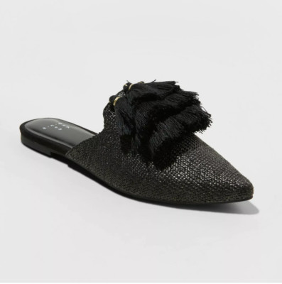 backless black mules