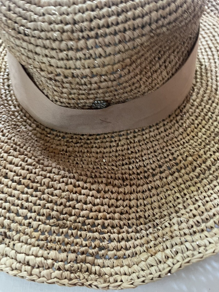 NWT FLORA BELLA MARCELLA Crochet Raffia Sun Hat Ribbon Trim  display picture 1