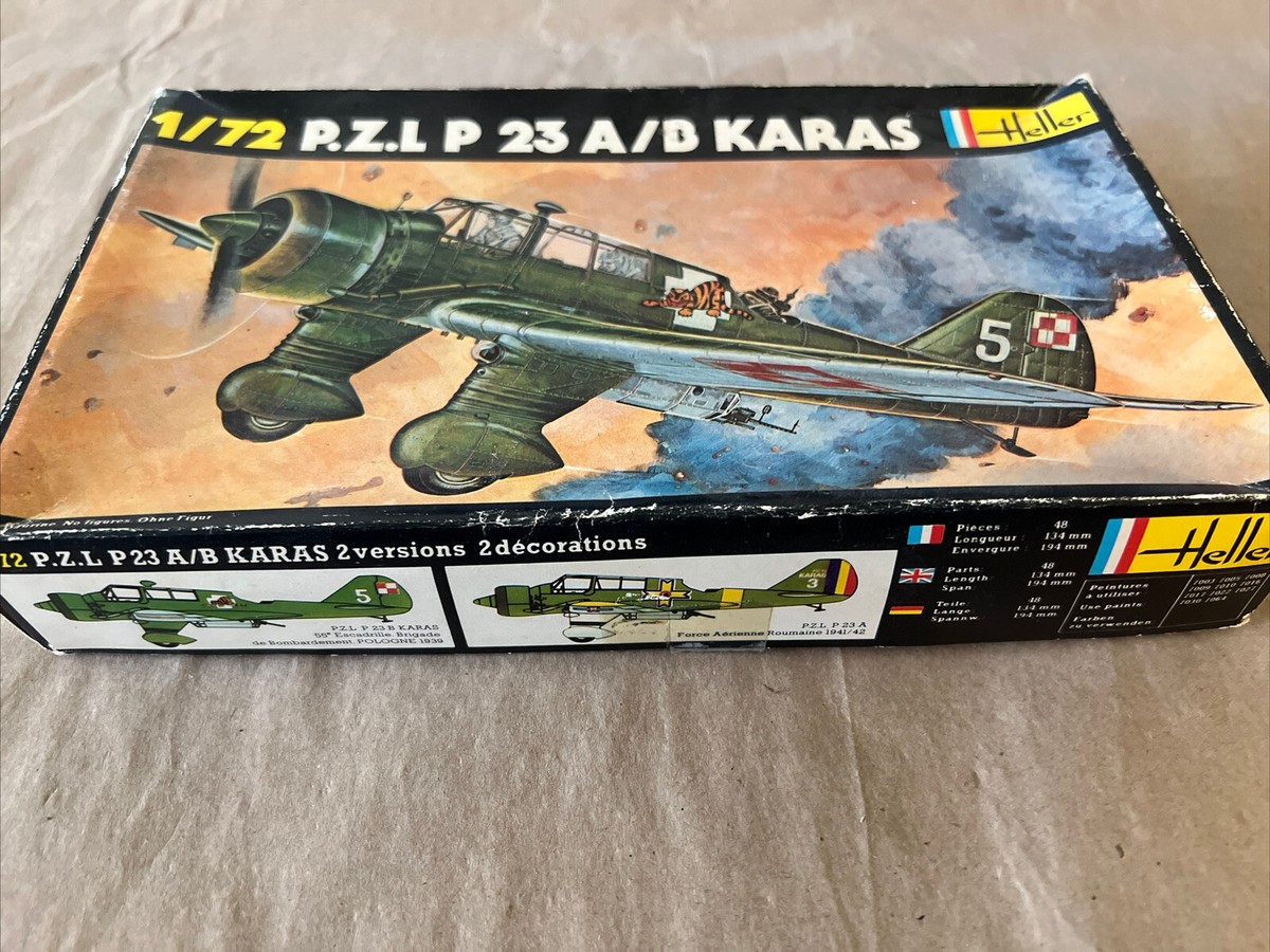 Heller エレール 1/72 P.Z.L P23 A/B KARAS VINTAGE HELLER P.Z.L P 23A/B KARAS MODEL KIT 247 1:72 - OPEN