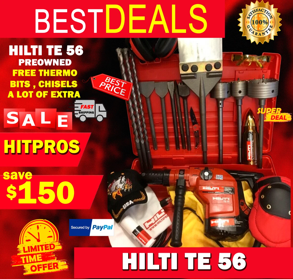 HILTI TE 56 PREOWNED FREE THERMO BITS CHISELS A LOT OF EXTRA