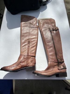 Sam Edelman Paulina Riding Boots Womens Size 8.5M Brown Leather With Boot Bag.