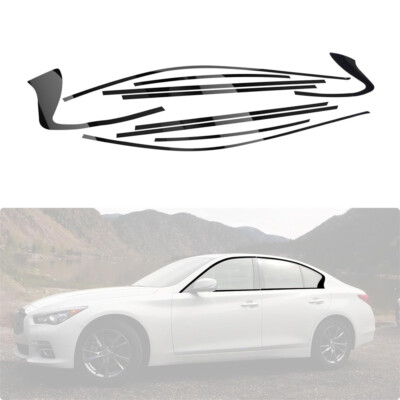 Chrome Delete Blackout Overlay Window Trim Bright Black For Infiniti Q50S 14-23
