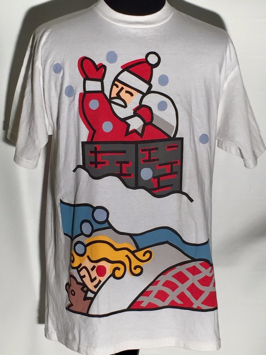 Vtg 1996 USPS Christmas Tree Santa 32 Cents Stamp Tultex Size XL