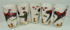 Vintage Hazel Atlas Ring-Necked Pheasant Hunting 5" Glasses - Lot of 5