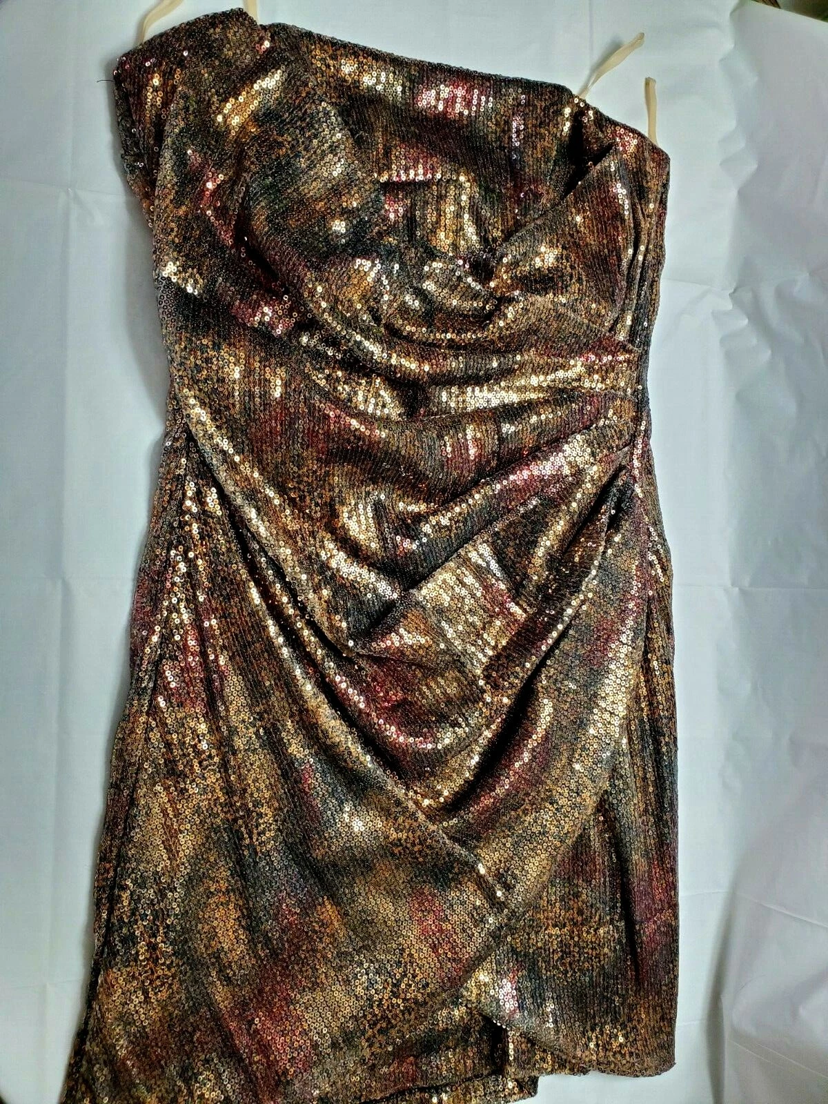 Speechless Junior's Size 13 Sleeveless Sequin Bandeau Top Dressy Gold MSRP$79