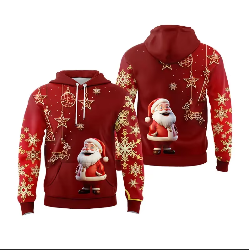 3d hoodie, Christmas Santa Claus Graphic Pullover Hoodie, shirt US size
