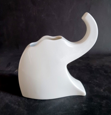 Rosenthal, Studio-Linie, Johan van Loon, Porzellan-Vase, Elefant in weiß, neuw.