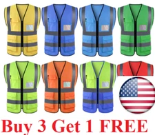 Neon Security Safety Vest High Visibility Reflective Stripes Orange & Yellow NGL