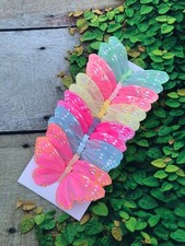 12 Large Artificial Painted Feather Monarch Butterflies 5inch Pastel assorted