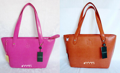 Ralph Lauren Leather Newton Shopper Tote Choice of Hot Pink or Orange NWT