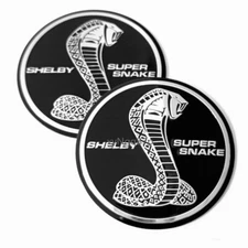 2X SHELBY Round Panel Emblem AUTO Trunk Aluminum Badge Sticker BLACK Universal