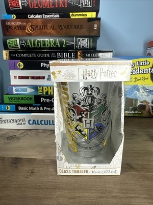 Harry Potter Hogwarts Shield Crest Glass Tumbler 16oz Wizarding World D105