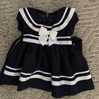 Bonnie Baby Two Piece Dress Set 3-6 Months Navy White Bow — photo 3