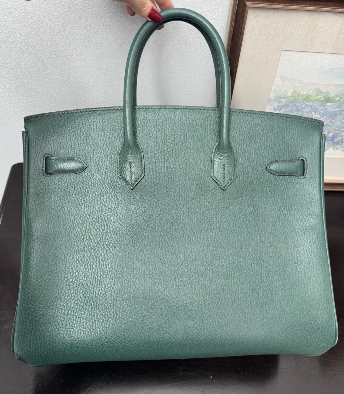 Authentic Vintage Birkin 35 Ardennes Vert GHW image 7