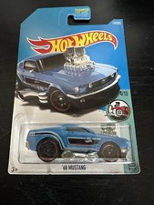2017 Hot Wheels #124 Tooned 4/10 '68 MUSTANG Blue w/Black Pr5 Spoke Red Rims