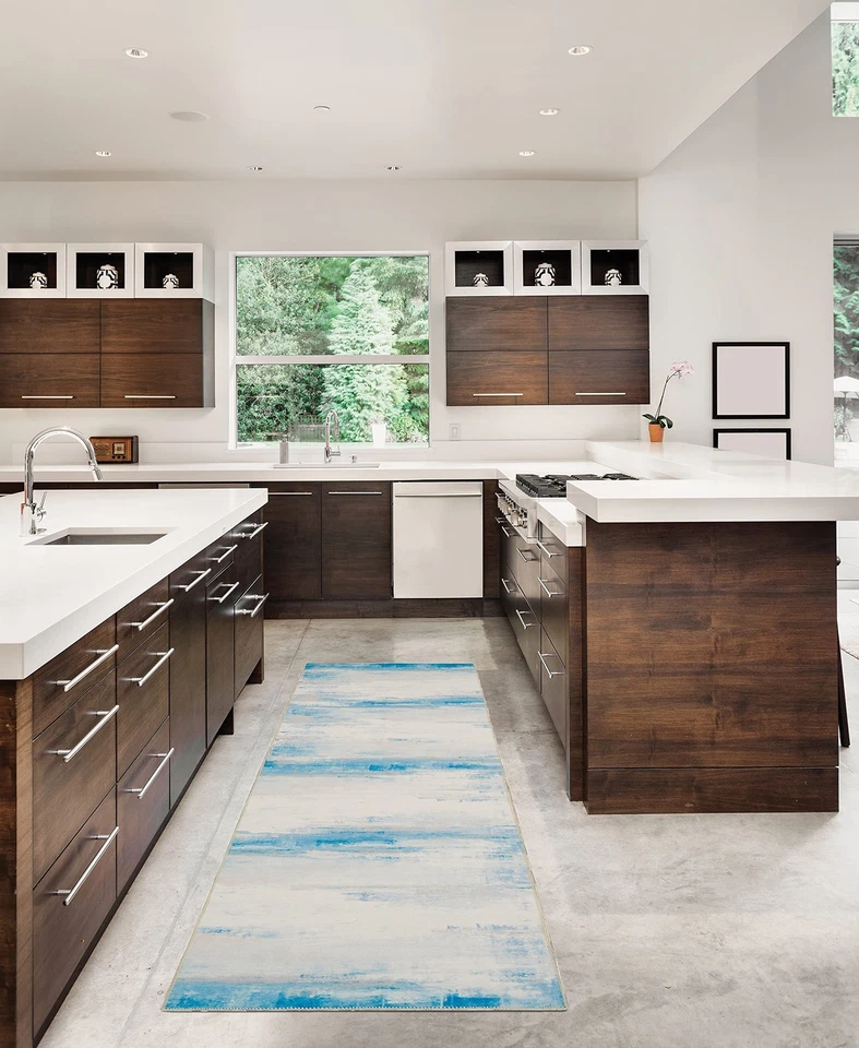 Linon Home Decor Products The Anywhere Washable Rug Cecil Ivory & Blue 2' X 8... - Image 4 of 4