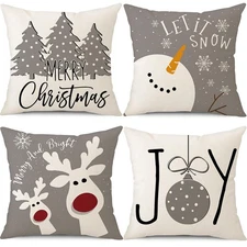 PSDWETS Christmas Pillow Covers 18x18 Set of 4 Christmas Decorations Snowman ...