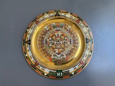 Mexican Mayan Aztec Brass & Enamel 28cm (11&rdquo;) Wall Hanging Calendar