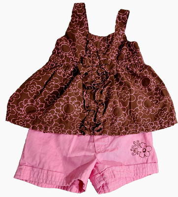 Sugar Cookies girls 3T Pink & brown 2pc shorts set.