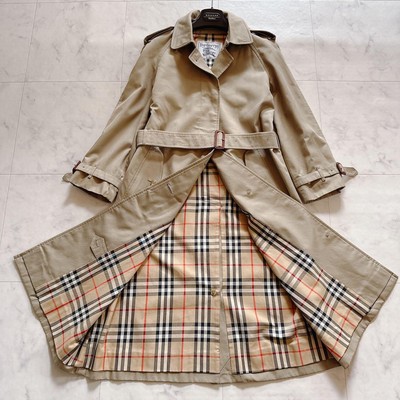 Rare '90 Burberry Long Trench Coat Nova Check Beige M