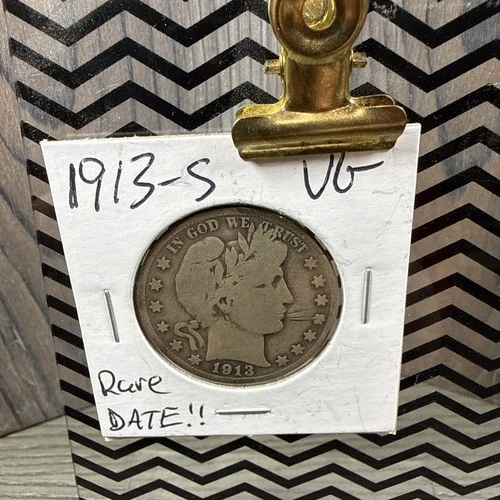 1913-S Barber Quarter 90% Silver San Francisco Mint Circulated -  Rare Date