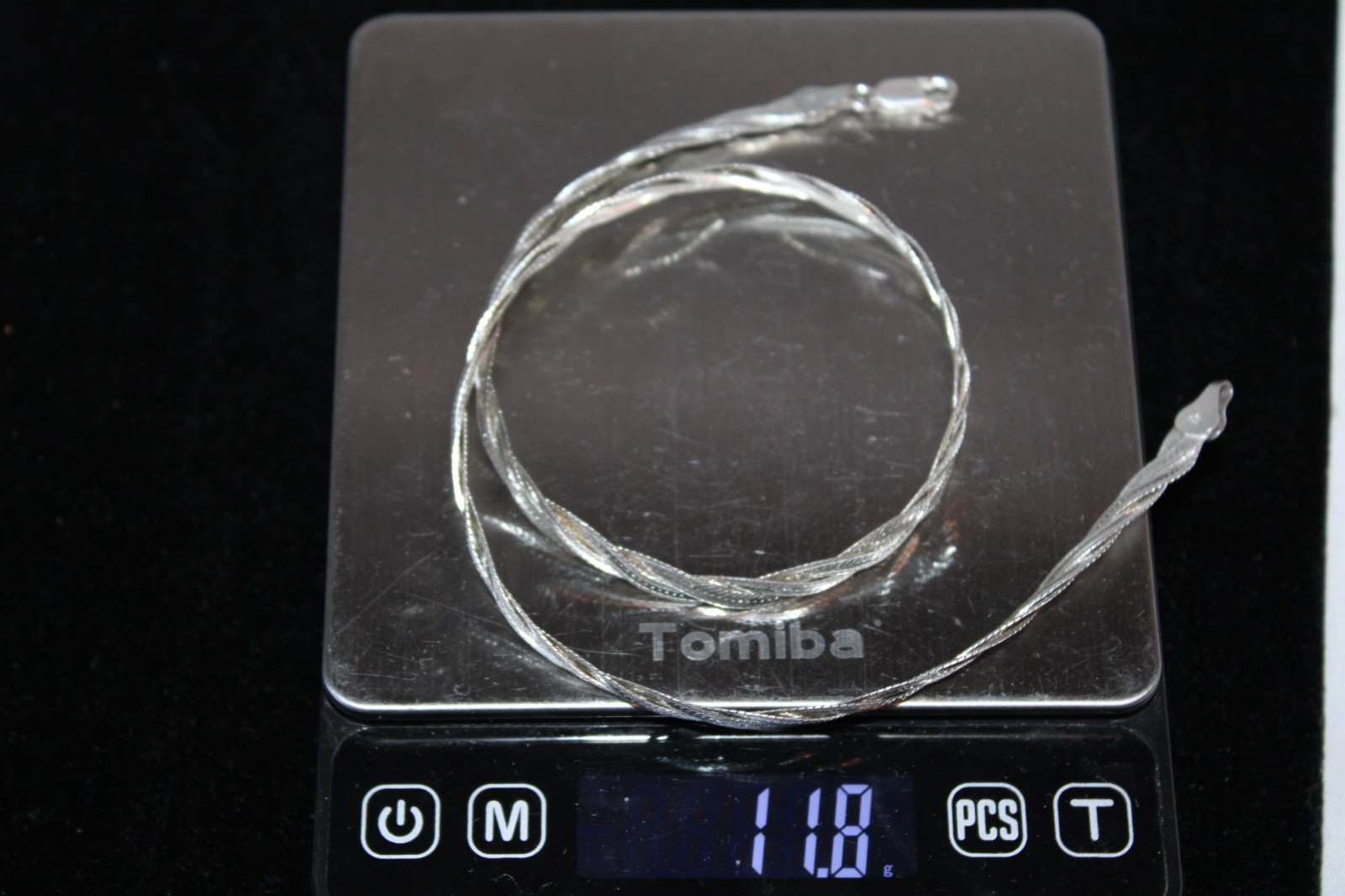 sterling silver braided herringbone Flat chain ne… - image 7