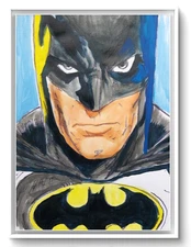 LOVELESS - Art Impressionism "BATMAN STARE" on Paper 12 X 9