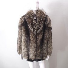 Vintage Real Silver Fox Fur Coat Jacket Women Soft Thick L