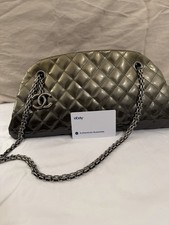 CHANEL Green Quilted Diamond Patent Leather C...