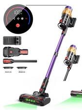 Cordless Handheld Vacuum Cleaner V18 Purple,45Kpa,Touch Screen,Smart Dust Sensor