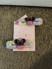 Boutique Hand Beaded  It  s A Celebration  Minnie Mouse Hair Clips - New 2 Clips