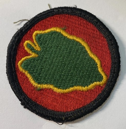 US Army 24th Infantry Division Patch Green Leaf Red Background Black Edging