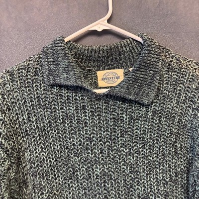 Jennifer Moore Adventure Heavy Fisherman Knit Sweater Large Ramie Cotton Faded