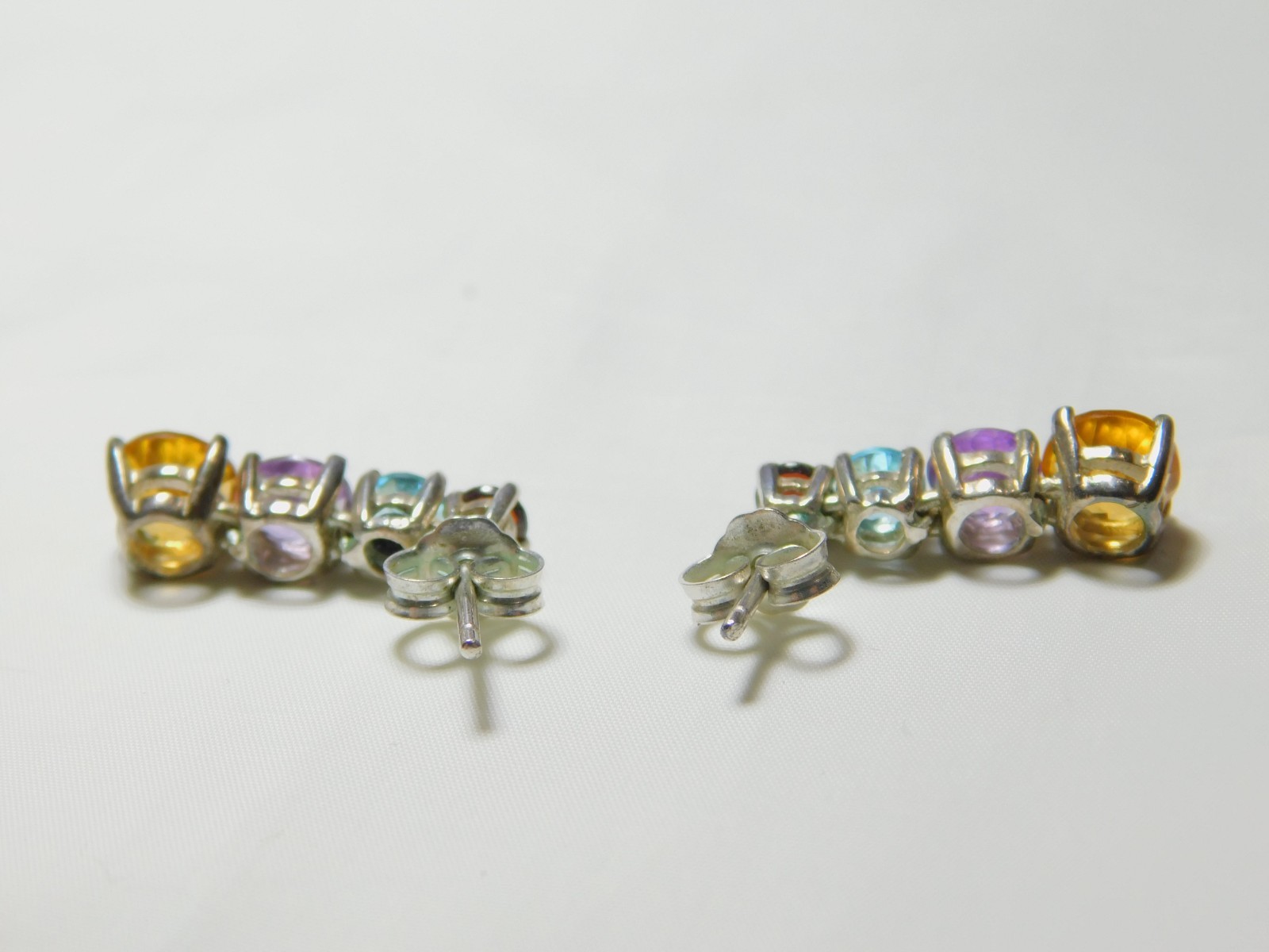 Sterling Silver Multi-Stone Stud Drop Dangle Earr… - image 6