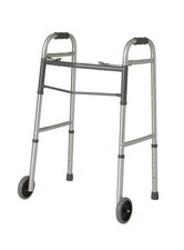 Andador Plegable Dos Botones Medline Guardian Ruedas 5" Marco Aluminio Tapa 300 Lb. 4