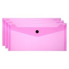 3 Pack A6 Plastic Expanding File Folders with Snap Closure, Red