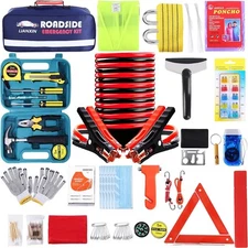 Roadside Assistance Emergency Kit - Car with Jumper Cables Blue 