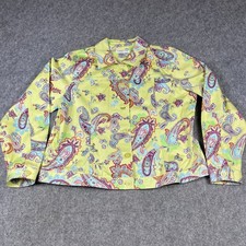 Coldwater Creek Jacket Womens Size Lg Multicolor Paisley Print Cotton Stretch
