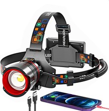 Headlamp Rechargeable 90000 Lumens Ultra Bright Head Lamp Super Bright Hard Hat 