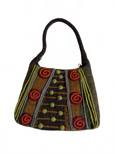 RISING TIDE UNIQUE Boho 100% Nature Inspired Felted Wool Purse Made in Nepal