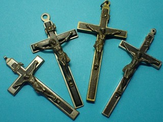 4 antique FRENCH PRIEST crucifixes / monastery france 1880 1900