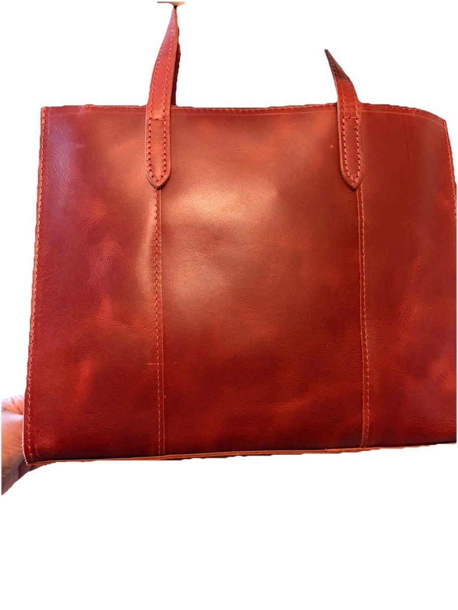 Portland Leather Goods Rosso Large Lola Zipper Tote Bag | eBay